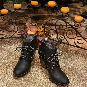 libby. edelman Embellished Lace Up Booties
